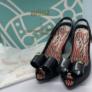 Vivienne Westwood x Melissa Lady Dragon Bow Black Heels US 5 box & dust bag rare